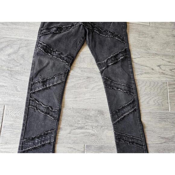 Boy's Youth Waimea Stacked Fit Denim Black Jeans Pants Size 18 Distressed - Picture 6 of 13